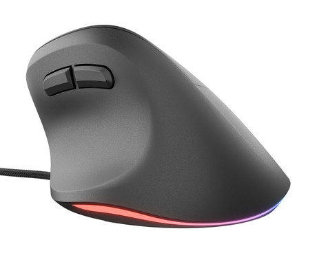 Natec CRAKE 2 PRO vertikalna žična miška, ergonomska, 12800DPI, 6 gumbov, tiha stikala, RGB LED osvetlitev, programska oprema, pomnilnik, 150cm pleteni kabel, za desničarje, črna