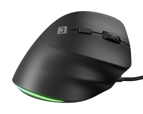 Natec CRAKE 2 PRO vertikalna žična miška, ergonomska, 12800DPI, 6 gumbov, tiha stikala, RGB LED osvetlitev, programska oprema, pomnilnik, 150cm pleteni kabel, za desničarje, črna