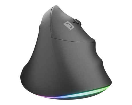 Natec CRAKE 2 PRO vertikalna žična miška, ergonomska, 12800DPI, 6 gumbov, tiha stikala, RGB LED osvetlitev, programska oprema, pomnilnik, 150cm pleteni kabel, za desničarje, črna