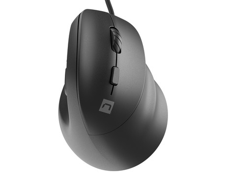Natec CRAKE 2 PRO vertikalna žična miška, ergonomska, 12800DPI, 6 gumbov, tiha stikala, RGB LED osvetlitev, programska oprema, pomnilnik, 150cm pleteni kabel, za desničarje, črna