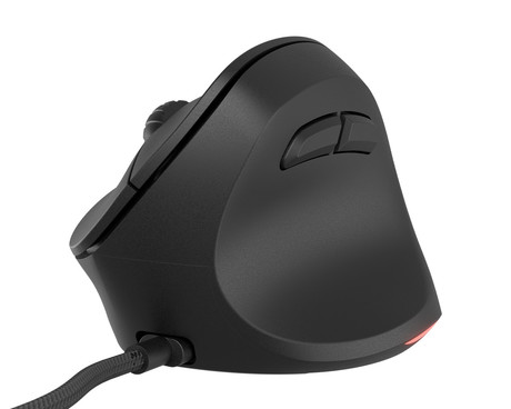 Natec CRAKE 2 PRO vertikalna žična miška, ergonomska, 12800DPI, 6 gumbov, tiha stikala, RGB LED osvetlitev, programska oprema, pomnilnik, 150cm pleteni kabel, za desničarje, črna