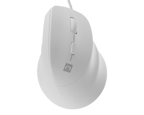 Natec CRAKE 2 PRO vertikalna žična miška, ergonomska, 12800DPI, 6 gumbov, tiha stikala, RGB LED osvetlitev, programska oprema, pomnilnik, 150cm pleteni kabel, za desničarje, bela