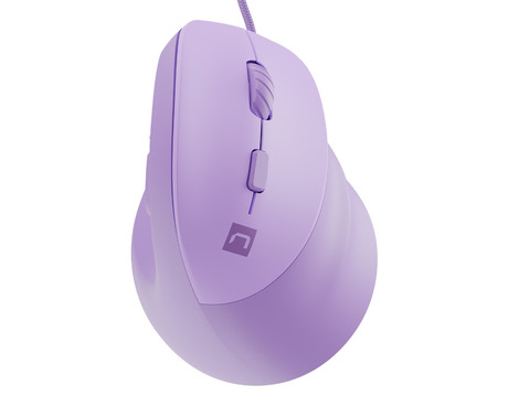 Natec CRAKE 2 PRO vertikalna žična miška, ergonomska, 12800DPI, 6 gumbov, tiha stikala, RGB LED osvetlitev, programska oprema, pomnilnik, 150cm pleteni kabel, za desničarje, vijolična