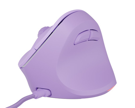 Natec CRAKE 2 PRO vertikalna žična miška, ergonomska, 12800DPI, 6 gumbov, tiha stikala, RGB LED osvetlitev, programska oprema, pomnilnik, 150cm pleteni kabel, za desničarje, vijolična