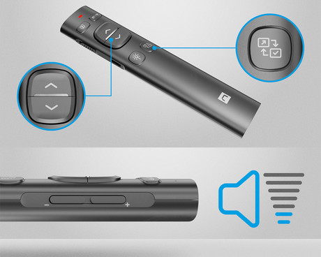 Natec WARBLER 2 brezžični laserski kazalnik, 8 gumbov, polnilna baterija, 2.4GHz sprejemnik / Bluetooth povezovanje, doseg do 10m, USB Type-C, siv