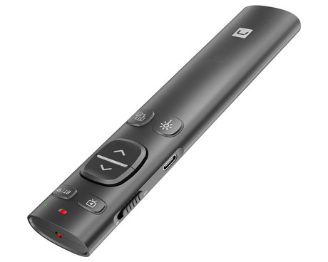 Natec WARBLER 2 brezžični laserski kazalnik, 8 gumbov, polnilna baterija, 2.4GHz sprejemnik / Bluetooth povezovanje, doseg do 10m, USB Type-C, siv