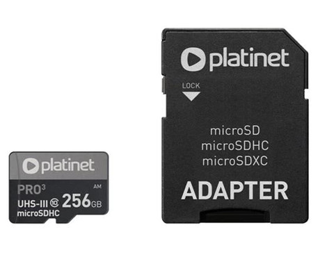 PLATINET PMMSDX256UIII microSD kartica, 256GB, 90MB/s, class10, UHS-I, +adapter
