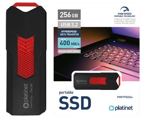 PLATINET PMFPPD256+ prenosni SSD disk, 256GB, USB 3.2 Gen2, 400MB/s, HYPERSPEED, najhitrejši in najmanjši na svetu