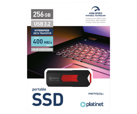 PLATINET PMFPPD256+ prenosni SSD disk, 256GB, USB 3.2 Gen2, 400MB/s, HYPERSPEED, najhitrejši in najmanjši na svetu