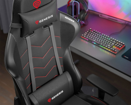 GENESIS NITRO 550 G2 gaming / pisarniški stol, ergonomski, nastavljiva višina / naklon, zibanje, 2x blazina, kolesa CareGLide™, črn