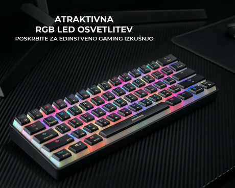 GENESIS THOR 660 gaming tipkovnica, mehanska, žična USB Type-C / brezžična Bluetooth, RGB LED osvetlitev, Anti-Ghosting, F1 - F12, aplikacija, črna