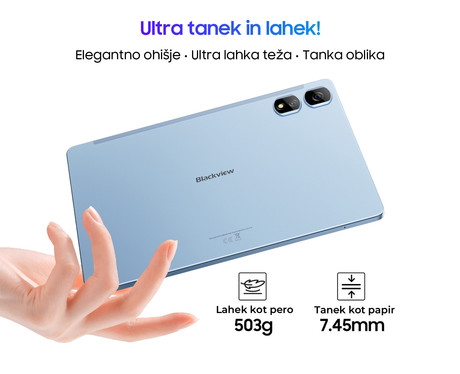 Blackview TAB 16 PRO tablični računalnik, 11", 4G-LTE, 8GB+256GB, IPS Full HD+, Android 14, WiFi 5, Bluetooth, GPS, zvočniki, +pisalo, +ovitek, moder (Daybreak Blue)
