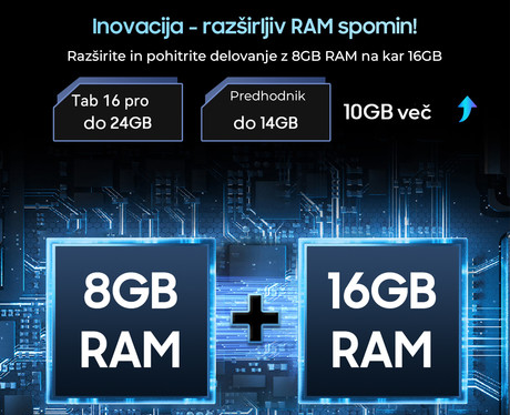 Blackview TAB 16 PRO tablični računalnik, 11", 4G-LTE, 8GB+256GB, IPS Full HD+, Android 14, WiFi 5, Bluetooth, GPS, zvočniki, +pisalo, +ovitek, moder (Daybreak Blue)