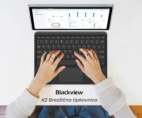 Blackview K2 brezžična tipkovnica, Bluetooth 5.1, polnilna baterija, Android / iOS / Windows, 78 tipk, USB Type-C, bela