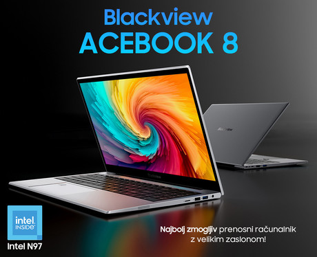 EOL - Blackview ACEBOOK 8 prenosni računalnik, 15.6" (39,6cm), 16GB RAM, 512GB SSD, Windows 11 Home, Intel Core N97, IPS FHD+, WiFi 5, Bluetooth, 38Wh baterija, zvočniki, srebrn (Frost Silver)