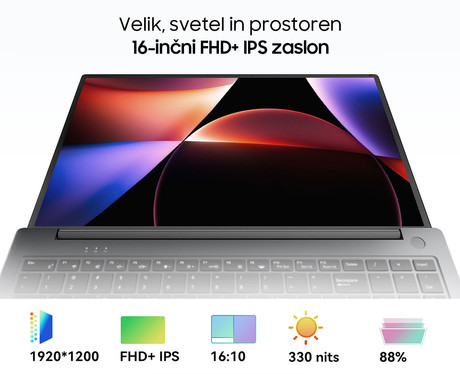 Blackview ACEBOOK 12 prenosni računalnik, 16" (40,64cm), 16GB RAM, 512GB SSD, Windows 11 Pro, Intel i5, IPS FHD+, WiFi 5, Bluetooth, 57Wh baterija, prednja kamera, dvojni zvočniki, siv (Starry Gray)