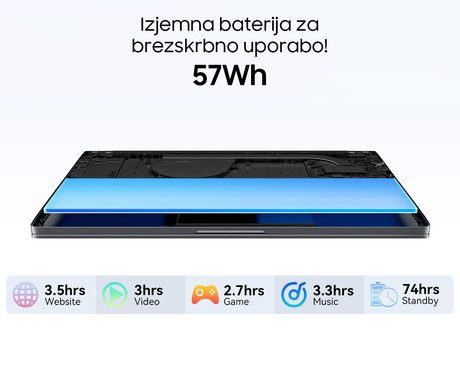 Blackview ACEBOOK 12 prenosni računalnik, 16" (40,64cm), 16GB RAM, 512GB SSD, Windows 11 Pro, Intel i5, IPS FHD+, WiFi 5, Bluetooth, 57Wh baterija, prednja kamera, dvojni zvočniki, siv (Starry Gray)