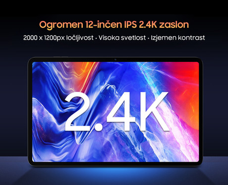 Blackview TAB 18 tablični računalnik, 12", 4G LTE, 8GB+256GB, IPS 2.4K, Android, 8800mAh, WiFi 5, Bluetooth, Dual SIM, GPS, Harman Kardon zvočniki, +ovitek, zelen (Turquoise Green)