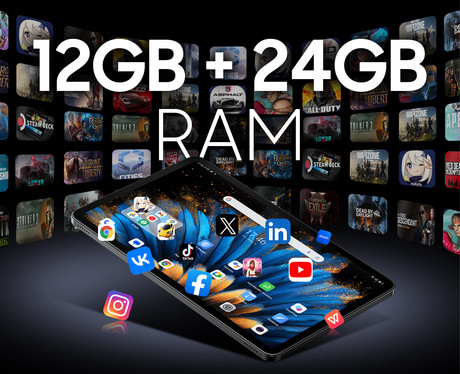 Blackview MEGA 2 tablični računalnik, 12", 4G LTE, 12GB+256GB, IPS 2K, Android, 9000mAh, WIFI 5, Bluetooth, Dual SIM, GPS, AI, stereo zvočniki, +ovitek, +dodatki, moder (Ice Blue)