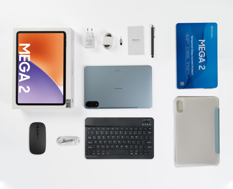 Blackview MEGA 2 tablični računalnik, 12", 4G LTE, 12GB+256GB, IPS 2K, Android, 9000mAh, WIFI 5, Bluetooth, Dual SIM, GPS, AI, stereo zvočniki, +ovitek, +dodatki, moder (Ice Blue)