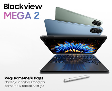 Blackview MEGA 2 tablični računalnik, 12", 4G LTE, 12GB+256GB, IPS 2K, Android, 9000mAh, WIFI 5, Bluetooth, Dual SIM, GPS, AI, stereo zvočniki, +ovitek, +dodatki, moder (Ice Blue)