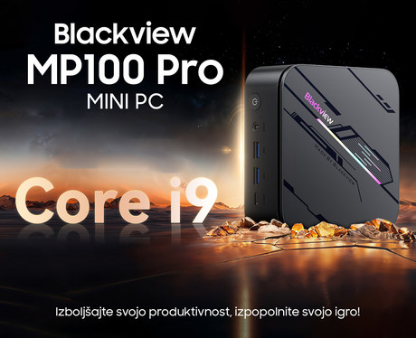 Blackview MP100 PRO namizni mini računalnik, Windows 11 PRO, Intel Alder Lake i9, 16GB RAM, 1TB SSD, WIFI 6, Bluetooth 5.2, Ethernet, 6x USB 3.2, 1x HDMI, 1x DP, 1x USB Type-C, črn