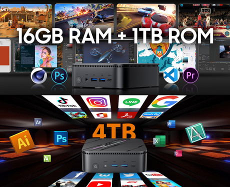 Blackview MP100 PRO namizni mini računalnik, Windows 11 PRO, Intel Alder Lake i9, 16GB RAM, 1TB SSD, WIFI 6, Bluetooth 5.2, Ethernet, 6x USB 3.2, 1x HDMI, 1x DP, 1x USB Type-C, črn