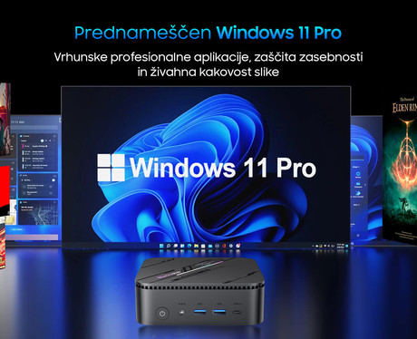Blackview MP100 PRO namizni mini računalnik, Windows 11 PRO, Intel Alder Lake i9, 16GB RAM, 1TB SSD, WIFI 6, Bluetooth 5.2, Ethernet, 6x USB 3.2, 1x HDMI, 1x DP, 1x USB Type-C, črn