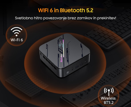 Blackview MP100 PRO namizni mini računalnik, Windows 11 PRO, Intel Alder Lake i9, 16GB RAM, 1TB SSD, WIFI 6, Bluetooth 5.2, Ethernet, 6x USB 3.2, 1x HDMI, 1x DP, 1x USB Type-C, črn