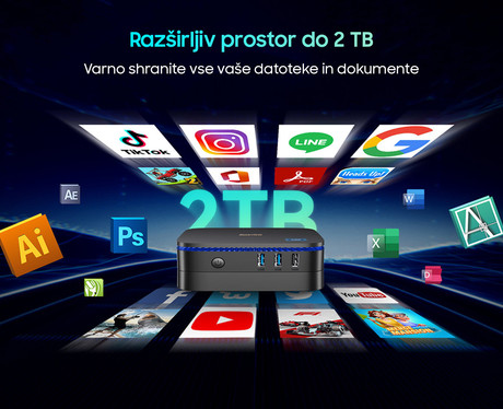 Blackview MP60 namizni mini računalnik, Windows 11 PRO, Intel N95, 16GB RAM, 512GB SSD, Dual WiFi, Bluetooth, Ethernet, 4x USB, 2x HDMI