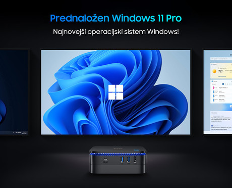 Blackview MP60 namizni mini računalnik, Windows 11 PRO, Intel N95, 16GB RAM, 512GB SSD, Dual WiFi, Bluetooth, Ethernet, 4x USB, 2x HDMI