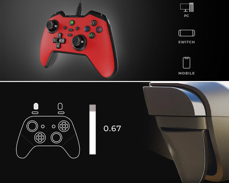 GENESIS MANGAN 300 žični igralni plošček / gamepad, 19 gumbov, vibriranje, LED osvetlitev, Windows / Android / Nintendo / Asus / Steam, USB Type-C, + prednja plošča, + torbica, črn (Onyx Black)