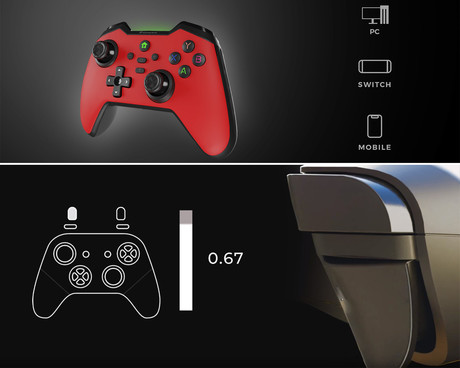GENESIS MANGAN 400 brezžični igralni plošček / gamepad, 19 gumbov, vibriranje, Bluetooth, LED, Windows / Android / iOS / Nintendo, baterija, + prednja plošča, + torbica, črn (Onyx Black)