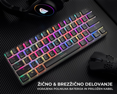 GENESIS THOR 660 gaming tipkovnica, mehanska, žična USB Type-C / brezžična Bluetooth, RGB LED osvetlitev, Anti-Ghosting, F1 - F12, aplikacija, črna