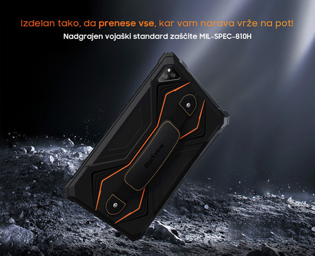 Blackview TAB ACTIVE 6 robusten tablični računalnik, 10.1", 4G-LTE, 8GB+128GB, IPS HD+, Android 13, WiFi, Bluetooth, GPS, priložen pas in pisalo, rugged, oranžen (Black Orange)