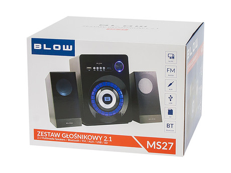 BLOW računalniški zvočniki MS-27, 2.1 Stereo, USB, microSD, Bluetooth, Radio FM, LED osvetlitev, črni