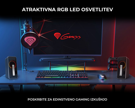 GENESIS HELIUM 100BT RGB računalniški zvočniki, STEREO 2.0, 10W RMS, RGB LED osvetlitev, 3.5mm audio jack, Bluetooth 5.0, gumbi za upravljanje