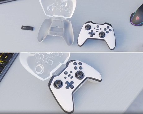 GENESIS MANGAN 400 brezžični igralni plošček / gamepad, 19 gumbov, vibriranje, Bluetooth, LED, Windows / Android / iOS / Nintendo, baterija, + prednja plošča, + torbica, bel (Howlite White)