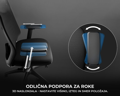 GENESIS ASTAT 700 gaming / pisarniški stol, ergonomski, tehnologija PureFlowPLUS™, konstrukcija ExoBase™, kolesa CareGlide™, nastavljiva višina / naklon, črn