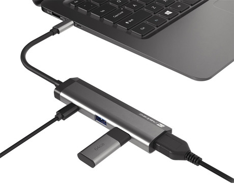 Natec FOWLER SLIM adapter USB hub, 2x USB-A 3.0, 1x HDMI, 1x USB-C, max 4K UHD, 5GB/s, Plug&Play, Power Delivery 3.0, 100W, siv