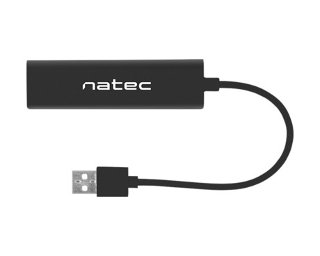 Natec DRAGONFLY adapter USB hub, 3x USB-A 2.0, 1x Ethernet RJ-45, 480MB/s, Plug&Play, črn