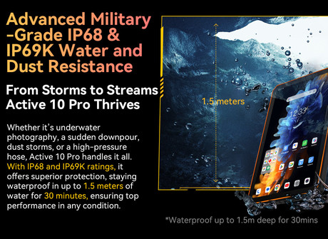 Blackview TAB ACTIVE 10 PRO robusten tablični računalnik, 10.95", 5G, 12GB+512GB, IPS FHD+, Android, rugged, črn (Onyx Black)