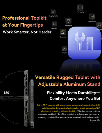 Blackview TAB ACTIVE 10 PRO robusten tablični računalnik, 10.95", 5G, 12GB+256GB, IPS FHD+, Android, rugged, črn (Onyx Black)
