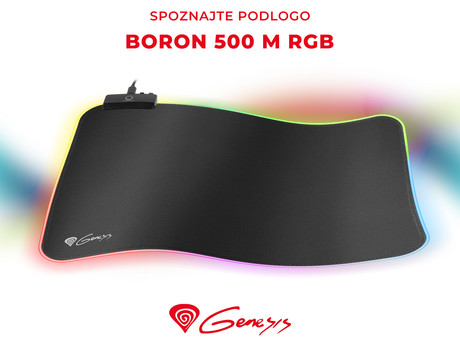 GENESIS vrhunska Gaming podloga BORON 500 M, RGB večbarvna osvetlitev, zaščiteni robovi, 350x250mm