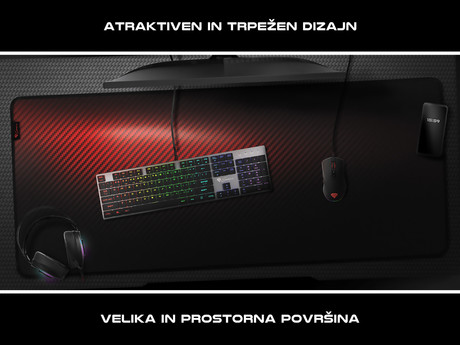 GENESIS CARBON 500 ULTRA BLAZE gaming podloga, vodoodporna, zaščiteni robovi, 1100x450mm