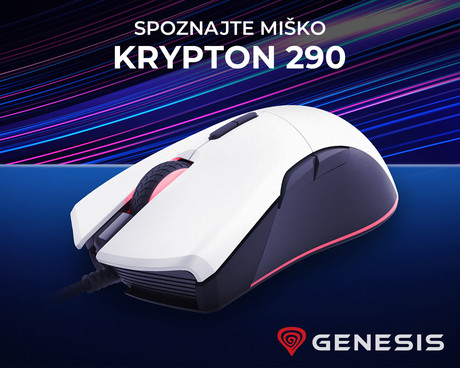 GENESIS Krypton 290, gaming optična miška, RGB osvetlitev, 7 prog. tipk, 6.400dpi, spomin, aplikacija, belo/črna