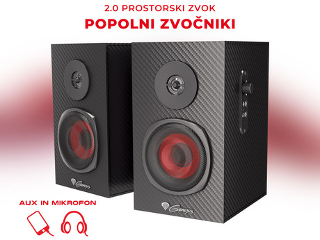 GENESIS Stereo 2.0 zvočniki HELIUM 200, 3.5mm, odličen bas in zvok, 20W (2x10W) RMS