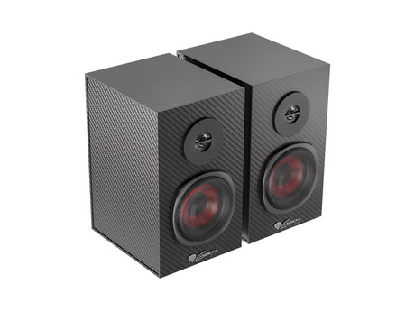 GENESIS HELIUM 200 računalniški zvočniki, STEREO 2.0, 20W RMS, mini jack 3.5mm, kontrolna plošča, nadzor glasnosti, priklop za slušalke, karbonski izgled, leseni, črni