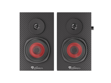 GENESIS HELIUM 200 računalniški zvočniki, STEREO 2.0, 20W RMS, mini jack 3.5mm, kontrolna plošča, nadzor glasnosti, priklop za slušalke, karbonski izgled, leseni, črni