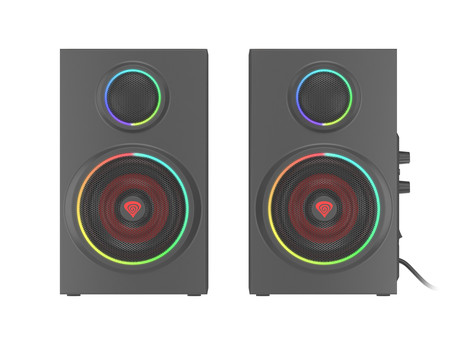 GENESIS HELIUM 300BT RGB računalniški zvočniki, STEREO 2.0, 24W RMS, RGB LED osvetlitev, 3.5mm audio jack, Bluetooth 5.0, gumbi za upravljanje